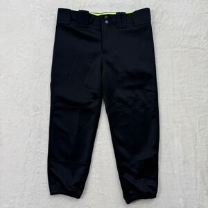 Mizuno Baseball Pants Mens S Black Performance Double Knee Elastic Sportswear